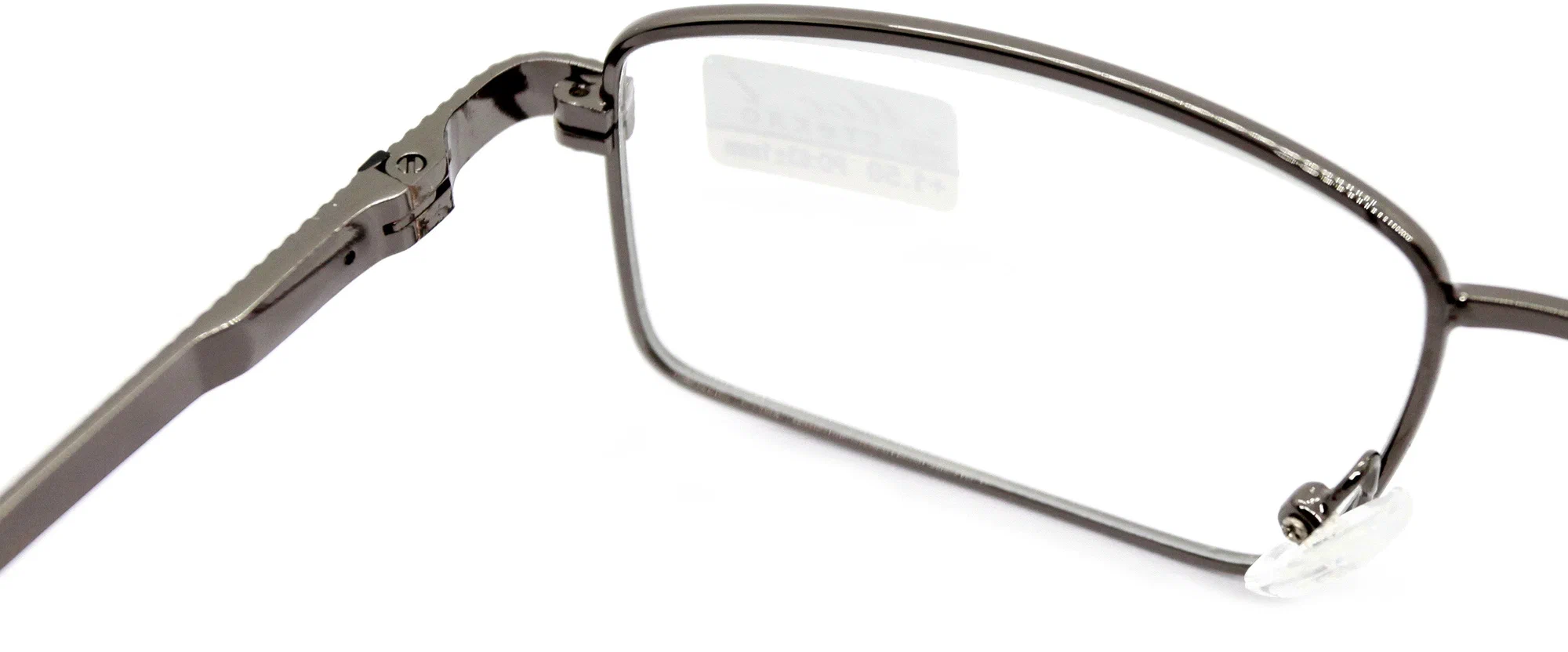 Готовые очки со стеклянной линзой (+3.75) с футляром, мост 129 M2, линза стекло, цвет серый, РЦ 62-64