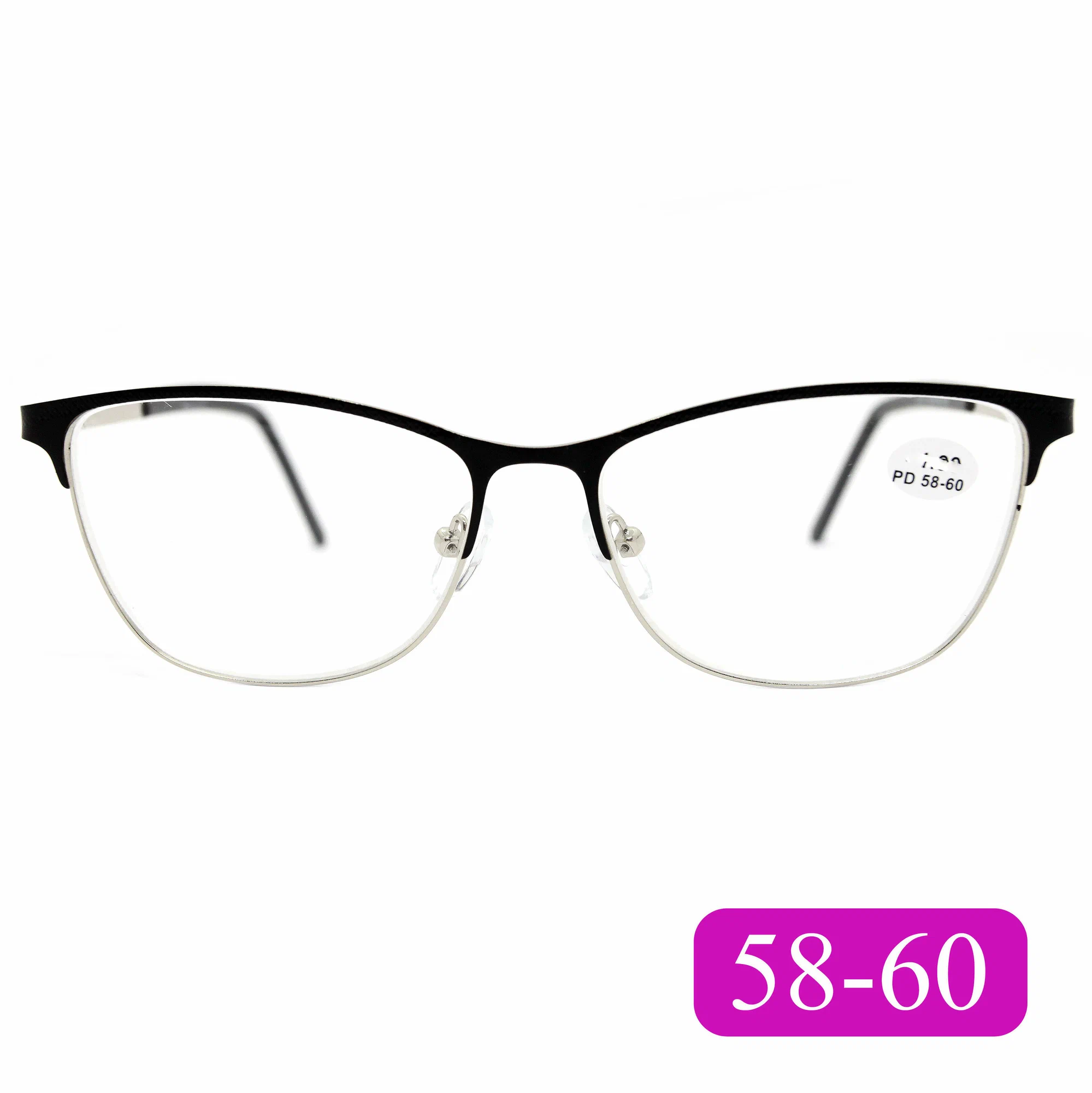 Готовые очки для зрения женские расстояние 58-60 (-3.00) GLODIATR 1611 C6, цвет черный, без футляра, РЦ 58-60