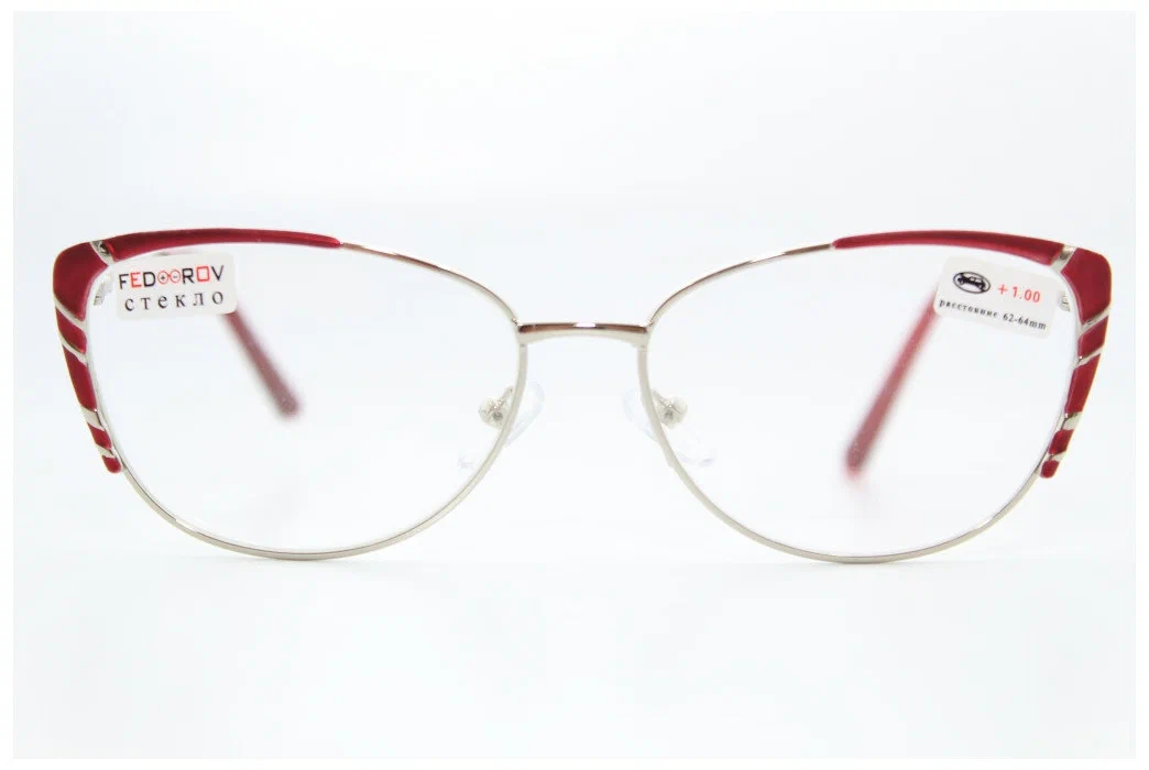 Готовые Готовые очки для зрения мост (стекло) красные