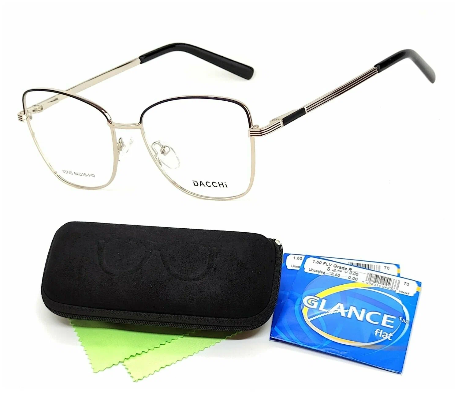 Очки с футляром-змейка DACCHI мод. 33745 Цвет 1 с линзами GLANCE 1.50 CR-39 -6.00 РЦ 60-62